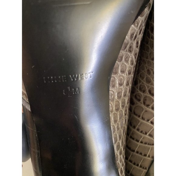 Nine West High Heels 3 Tone Faux Alligator Skin Open Toe 8.5 M Platform Sexy EUC - Picture 8 of 16